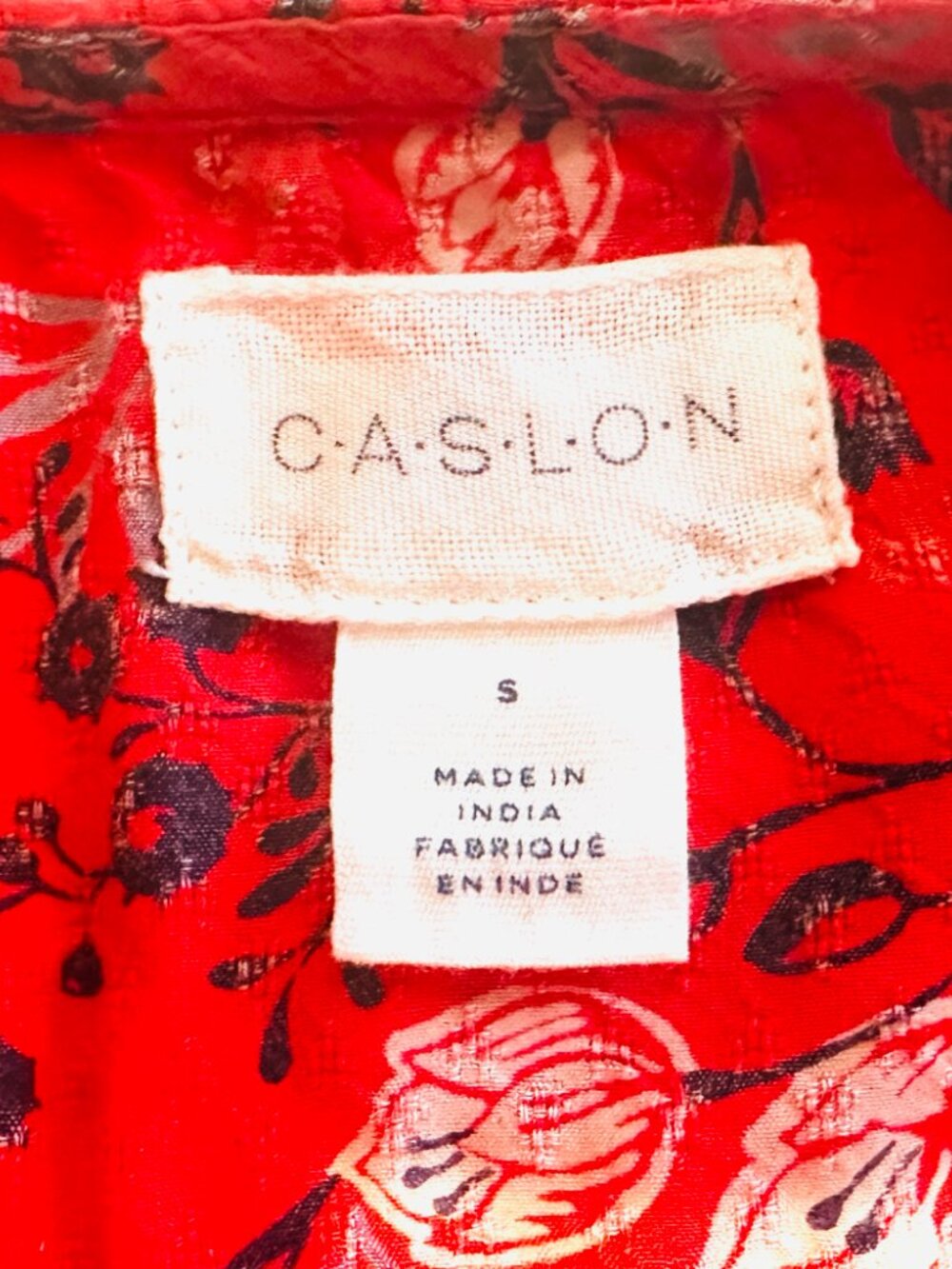 CASLON Women Long Sleeve Pullover V-Neck Floral Red Casual Shirt Size Small - Picture 11 of 13